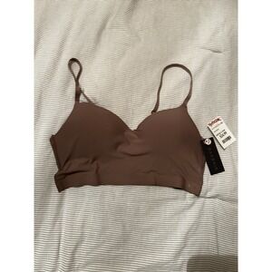 Danskin Intimates Bra 36B Wire Free Comfort Longline Bralette Style DS2155 Brown